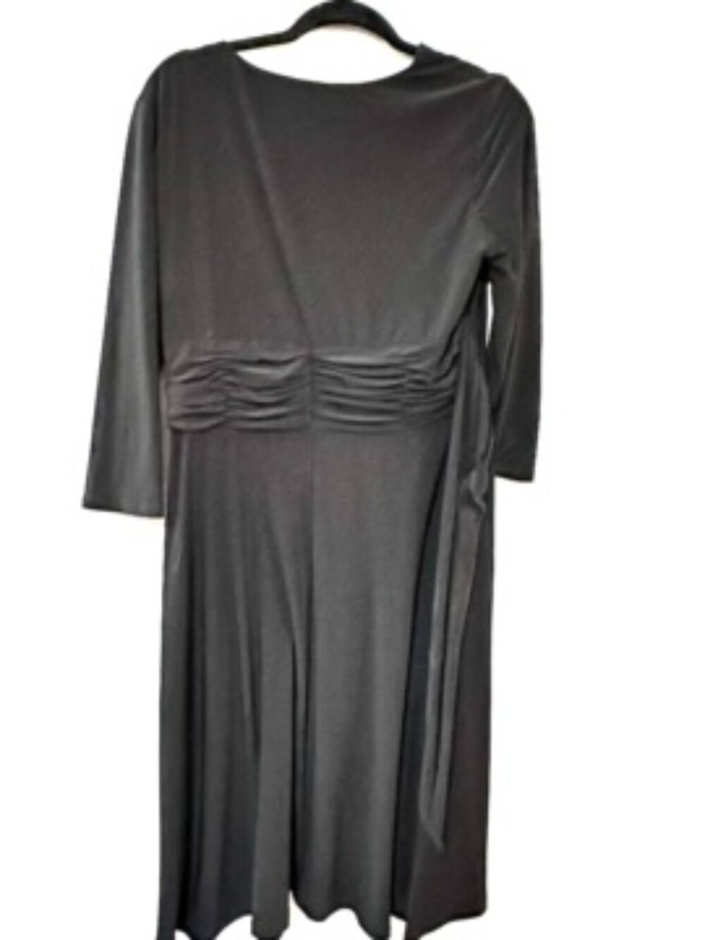 Kasper Black Belted Shirt Dress Short Sleeve Button Front Size XL Ruched Bodycon - Picture 7 of 10